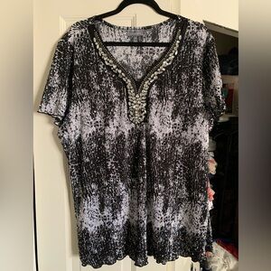 Essentials Jeweled Neck Sequined Top